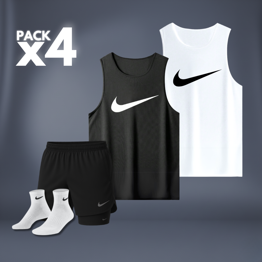 1012 - 2 Esque[B,N]+Pant.Licra[N]+Medias LOGO GRANDE NK