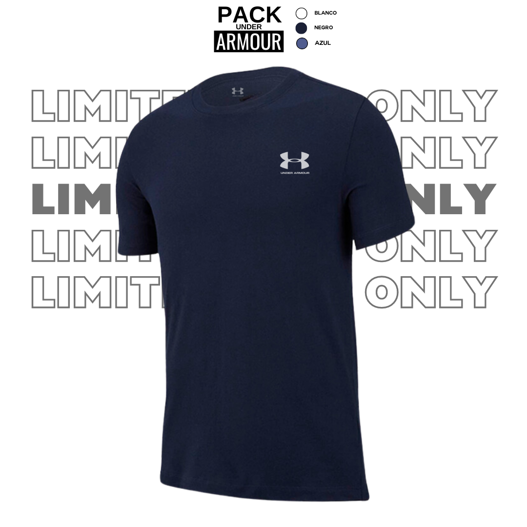 PACK X 3 Camisetas UA (Azul, Blanco, Negro)