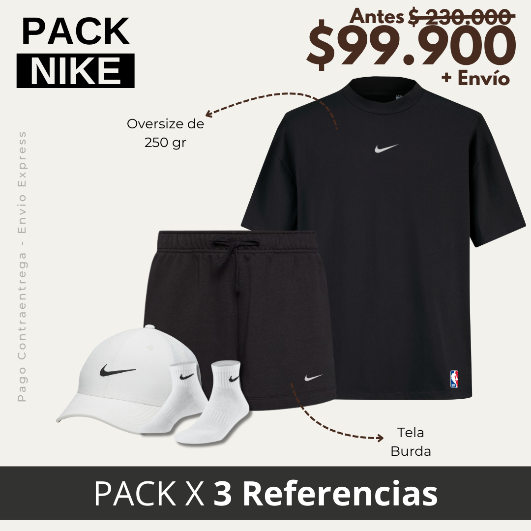 Oversize Negro + pantaloneta burda + Gorra + Medias