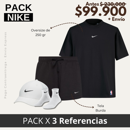 Oversize Negro + pantaloneta burda + Gorra + Medias